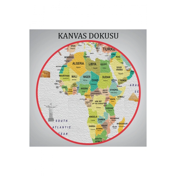 Dünya Haritası Ülke Bayraklı ve Başkentli Kanvas Tablo 1915