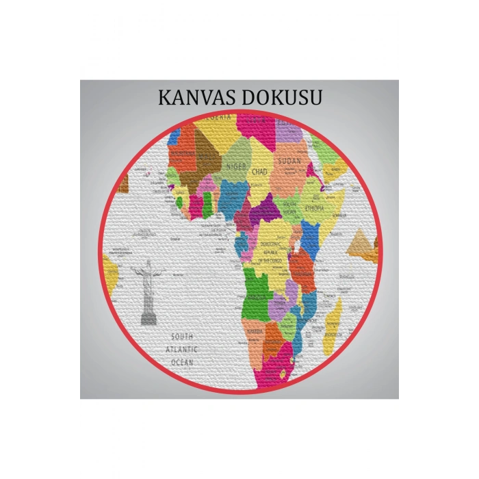 Dünya Haritası Ülke Bayraklı ve Başkentli Kanvas Tablo 1919