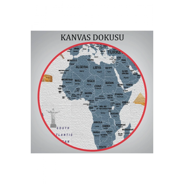 Dünya Haritası Ülke Bayraklı ve Başkentli Kanvas Tablo 1921