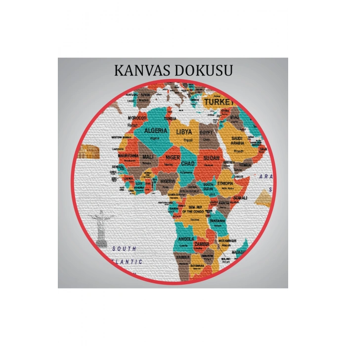 Dünya Haritası Ülke Bayraklı ve Başkentli Kanvas Tablo 1923
