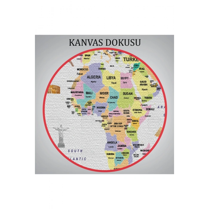 Dünya Haritası Ülke Bayraklı ve Başkentli Kanvas Tablo 1925