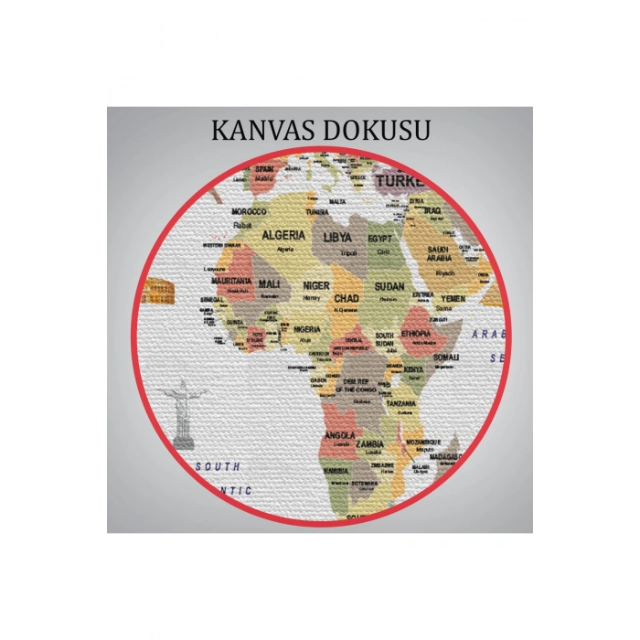Dünya Haritası Ülke Bayraklı ve Başkentli Kanvas Tablo 1935