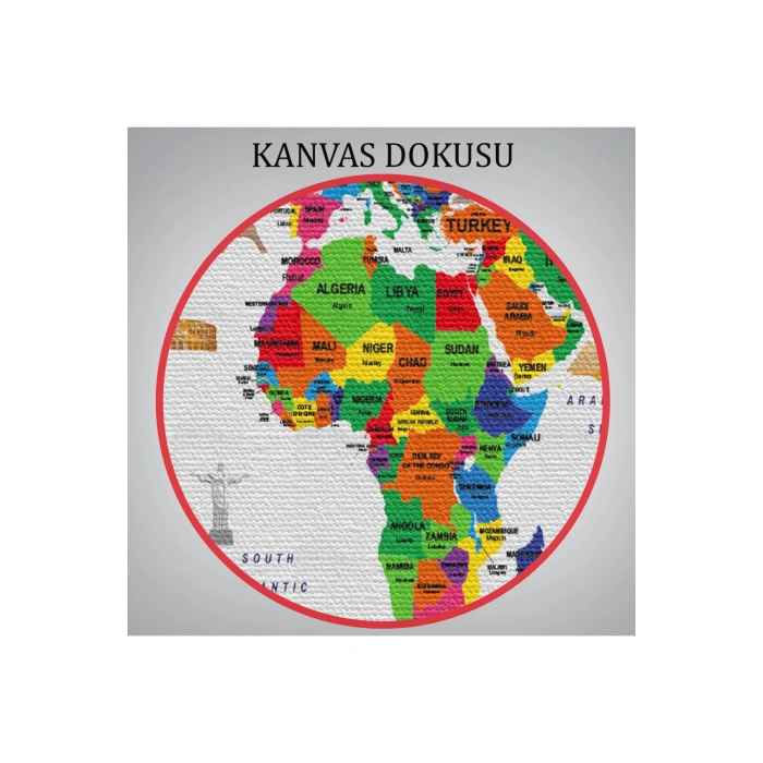 Dünya Haritası Ülke Bayraklı ve Başkentli Kanvas Tablo 1963