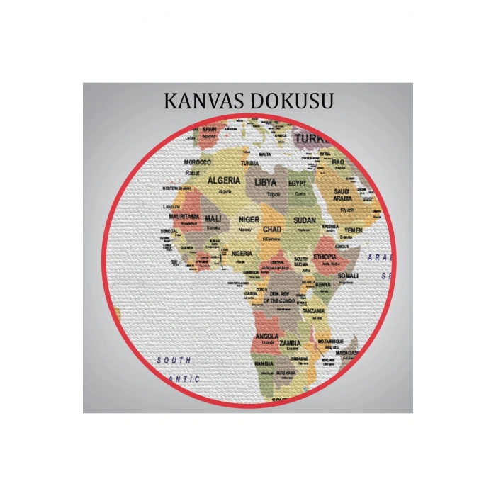 Dünya Haritası Ülke Bayraklı ve Dekoratif Kanvas Tablo 2381