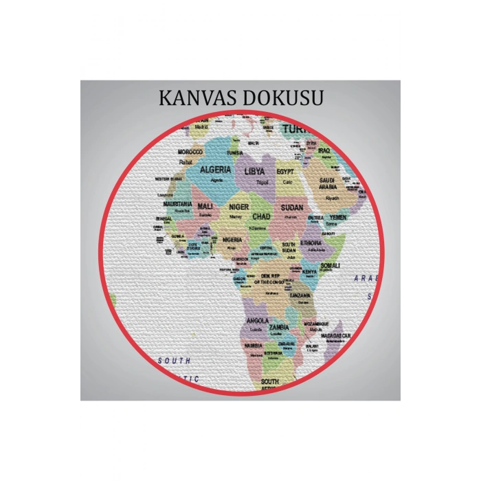 Dünya Haritası Ülke Bayraklı ve Dekoratif Kanvas Tablo 2385