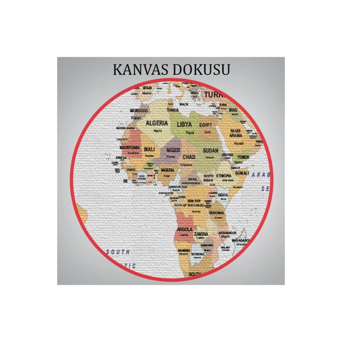Dünya Haritası Ülke Bayraklı ve Dekoratif Kanvas Tablo 2387