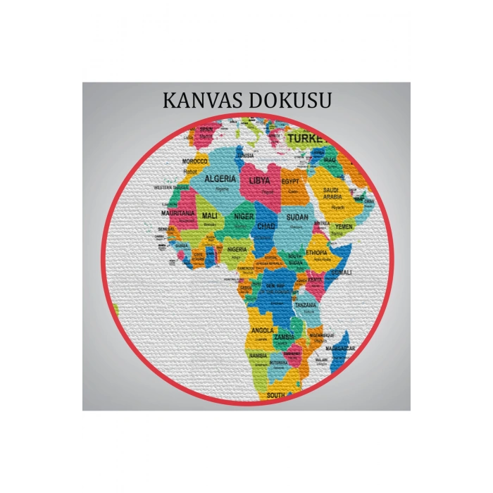 Dünya Haritası Ülke Bayraklı ve Dekoratif Kanvas Tablo 2395