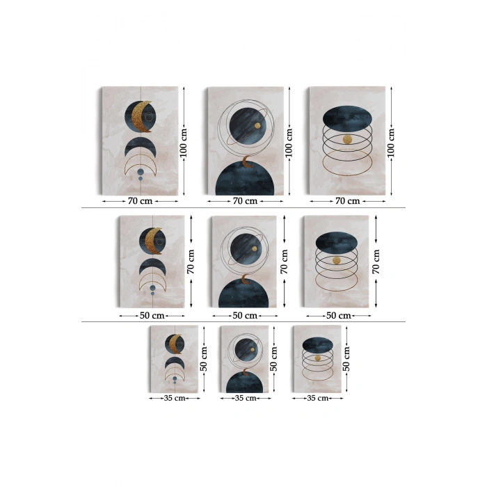 Duvar Tablo Seti 3 Parça Suluboya Soyut Sanat Koleksiyonu Dekoratif Tablo-AB-2