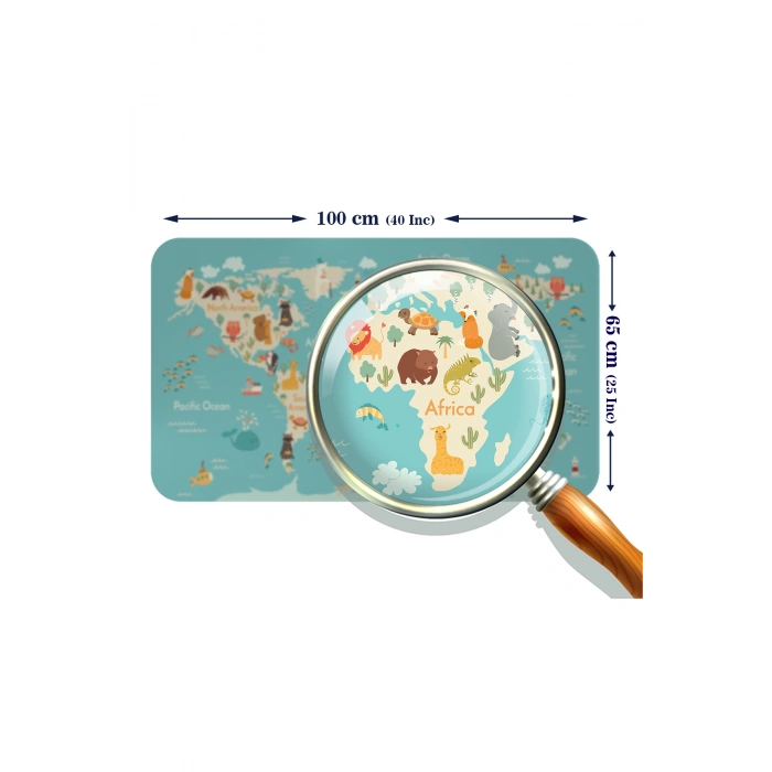 Eğitici Çocuk Odası Dünya Haritası Dünya Atlası Çocuk ve Bebek Duvar Sticker-60x105-3770