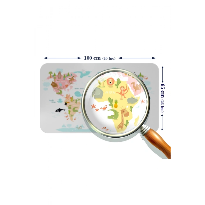 Eğitici Dünya Haritası Dünya Atlası Çocuk ve Bebek Kız Çocuğu Odası Duvar Sticker-60x105-3777