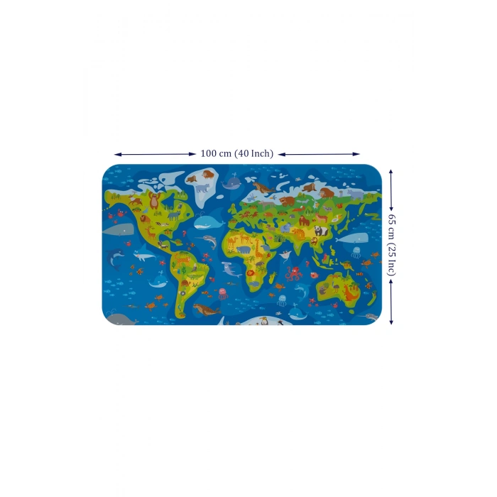 Eğitici Dünya Haritası Dünya Atlası Çocuk ve Bebek Odası Duvar Sticker-60x105-3774
