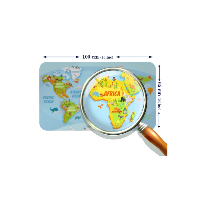 Eğitici Dünya Haritası Dünya Atlası Çocuk ve Bebek Odası Duvar Sticker-60x105-3778