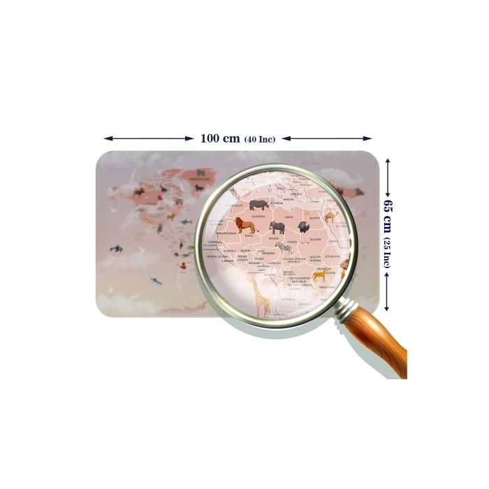 Eğitici Dünya Haritası Dünya Atlası Çocuk ve Bebek Odası Duvar Sticker -60x105-3799