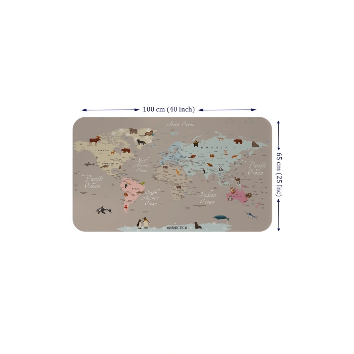Eğitici Dünya Haritası Dünya Atlası Çocuk ve Bebek Odası Duvar Sticker -60x105-3817