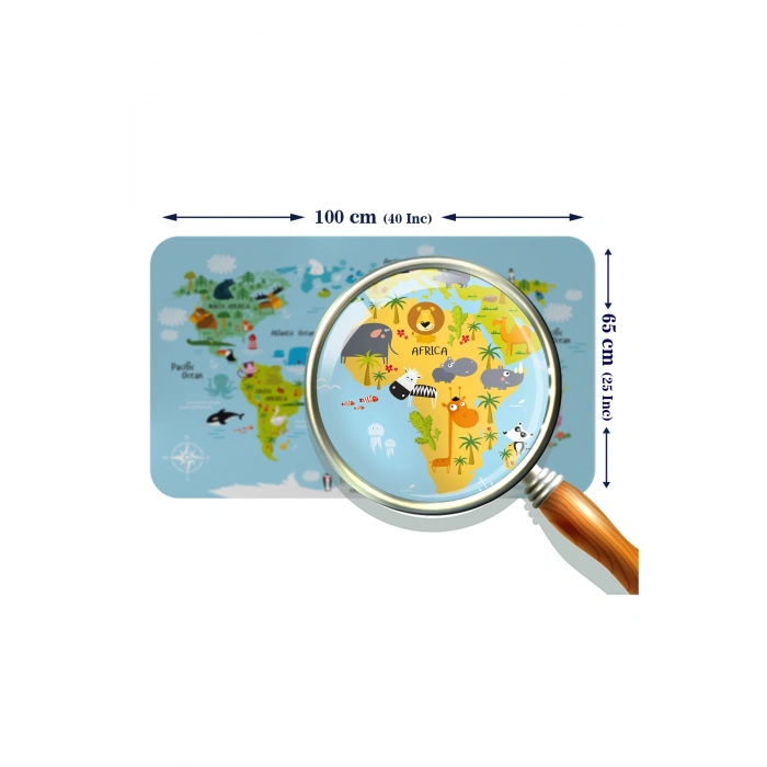 Eğitici Dünya Haritası Dünya Atlası Çocuk ve Bebek Odası Duvar Sticker -60x105-3830