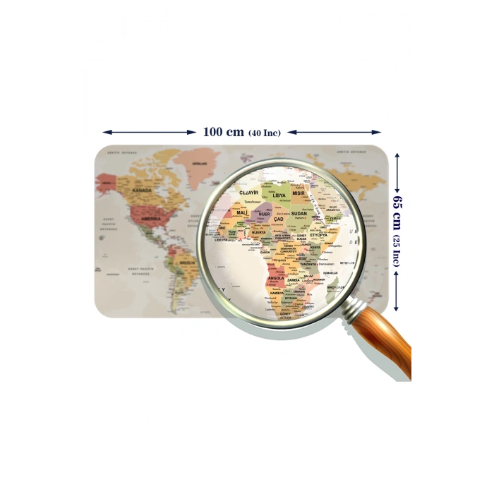 Eğitici - Öğretici Dünya ve Türkiye Haritası Çocuk Odası Duvar Sticker-60x105-3890