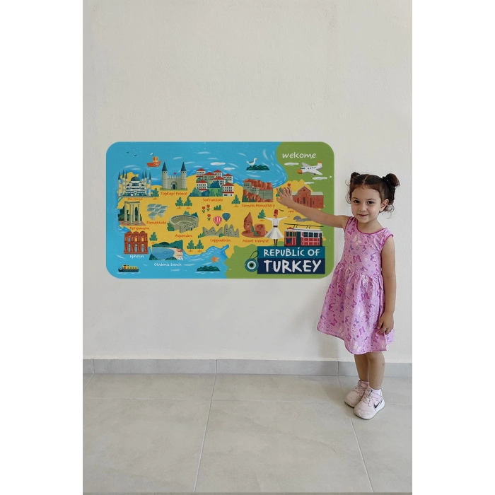 Eğitici ve Öğretici Cocuk Odası Türkiye Haritası Duvar Sticker-60x105-3871