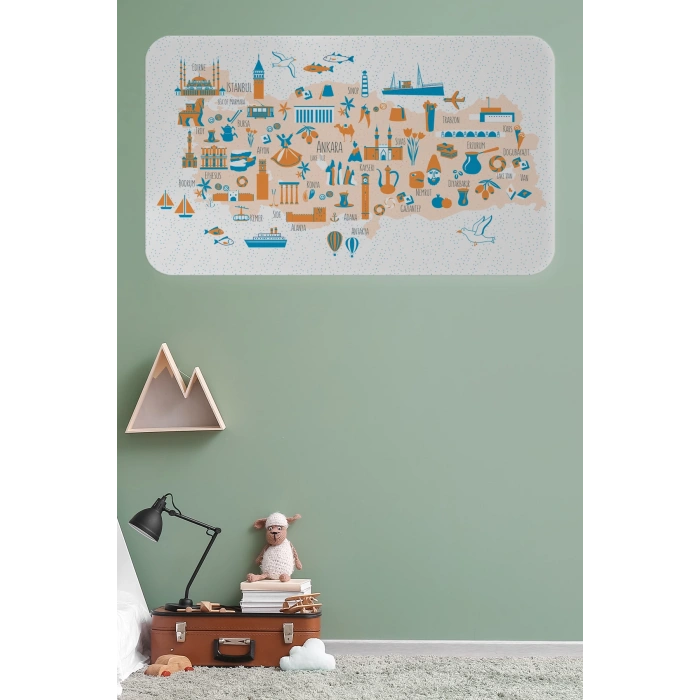 Eğitici ve Öğretici Cocuk Odası Türkiye Haritası Duvar Sticker-60x105-3875