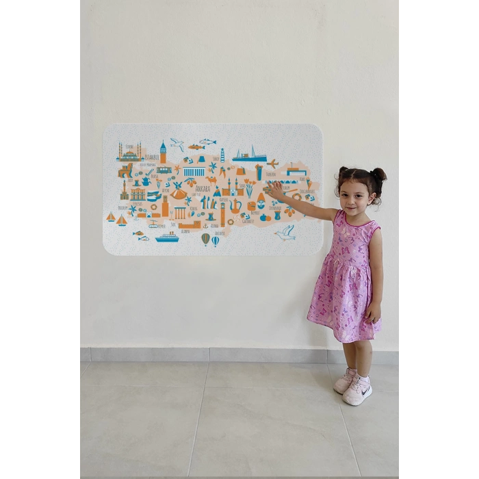 Eğitici ve Öğretici Cocuk Odası Türkiye Haritası Duvar Sticker-60x105-3875