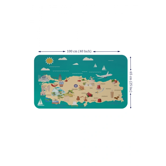 Eğitici ve Öğretici Cocuk Odası Türkiye Haritası Duvar Sticker-60x105-3878