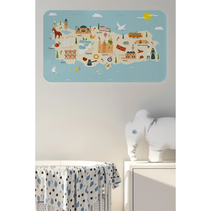 Eğitici ve Öğretici Cocuk Odası Türkiye Haritası Duvar Sticker-60x105-3879