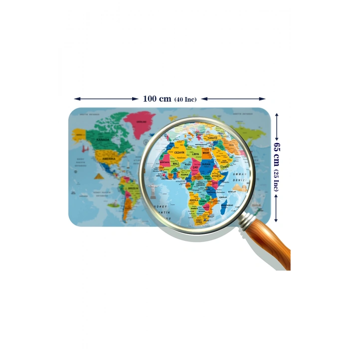 Eğitici ve Öğretici Dünya ve Türkiye Haritası Çocuk Odası Duvar Sticker-60x105-3882