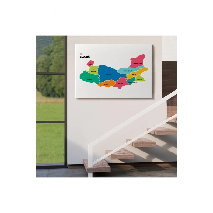 Elazığ  İli ve İlçeler Haritası  Dekoratif Kanvas Tablo 1330