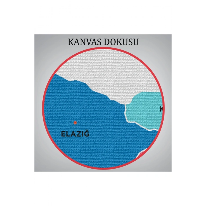 Elazığ  İli ve İlçeler Haritası  Dekoratif Kanvas Tablo 1330
