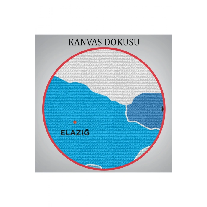 Elazığ  İli ve İlçeler Haritası  Dekoratif Kanvas Tablo 1332