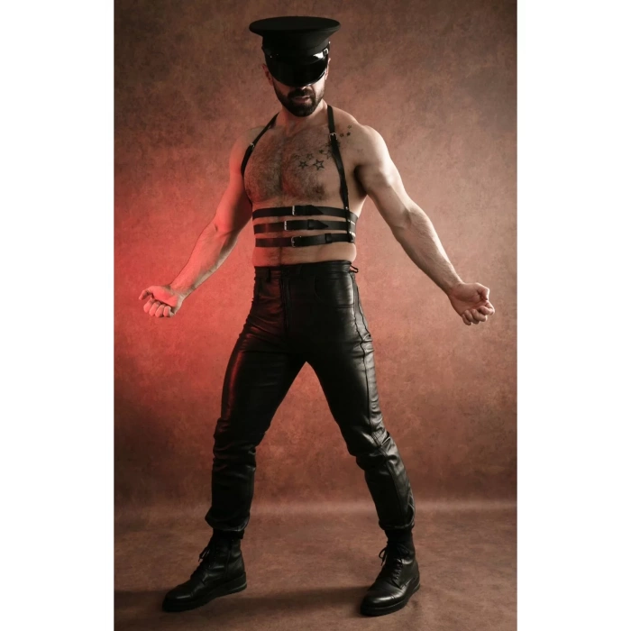 Erkek Harness Fantezi Kostüm Serisi Zımba Detay