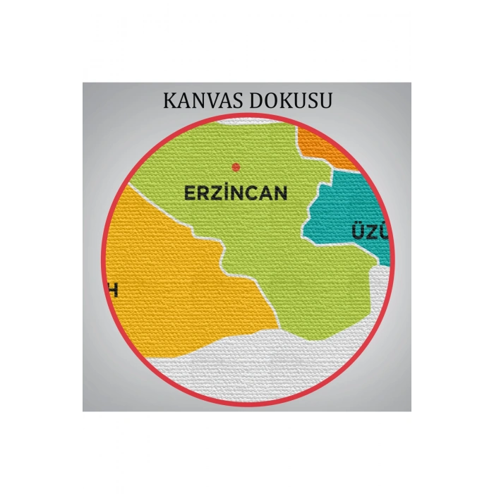 Erzincan  İli ve İlçeler Haritası  Dekoratif Kanvas Tablo 1333