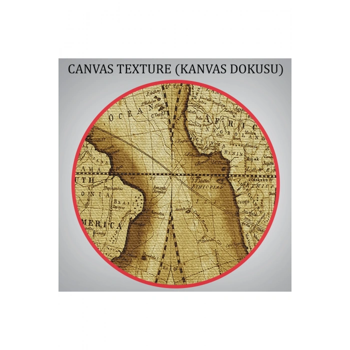 Eskitme Dünya Haritası  Vintage Dekoratif Kanvas Tablo 1105
