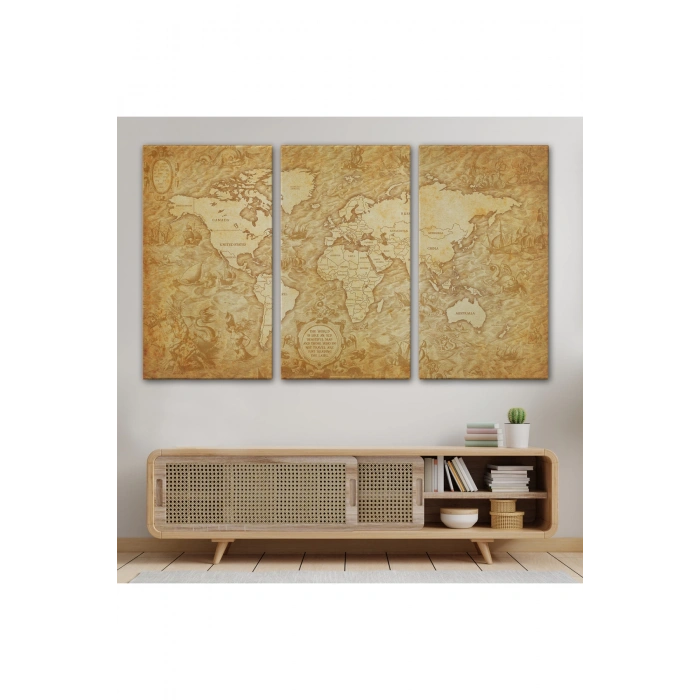 Eskitme Vintage Dünya Haritası 1060