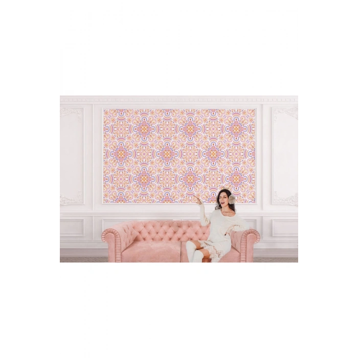 Etnik Desenli Duvar Kağıdı Renkli Mandala Duvar Kağıdı-5646