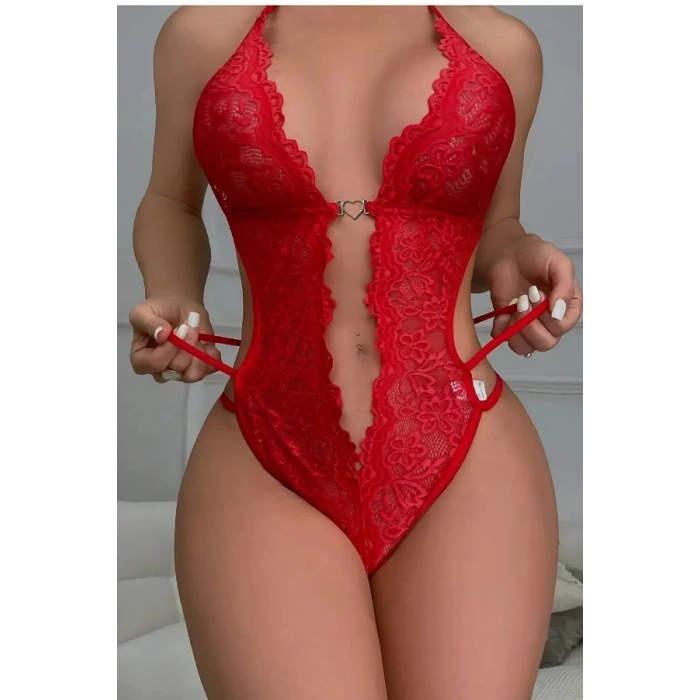 Fantezi Babydoll Trend Seri Kırmızı Kalp Detay