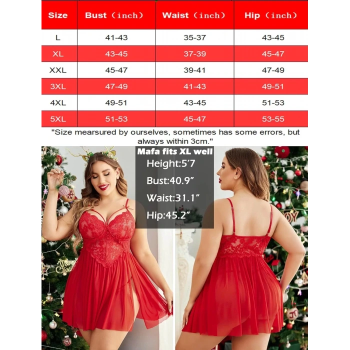 Fantezi Büyük Beden Gecelik Set Alev Gece Siyah