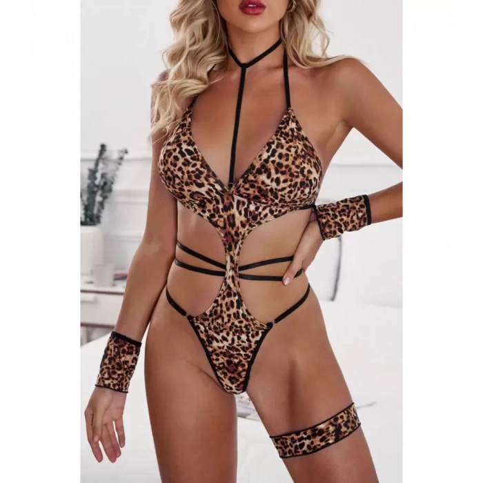 Fantezi İç Çamaşırı Leopar Vücut Body