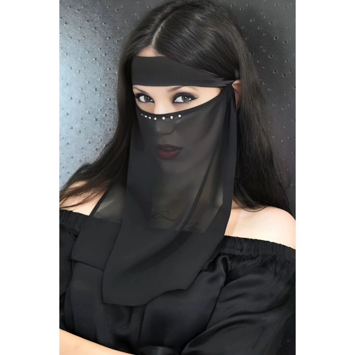 Fantezi Peçe Siyah Zerafet Taş Serisi