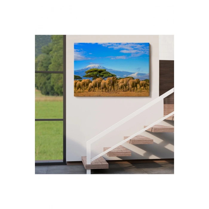 Fil Sürüsü Dekoratif Kanvas Tablo 1143