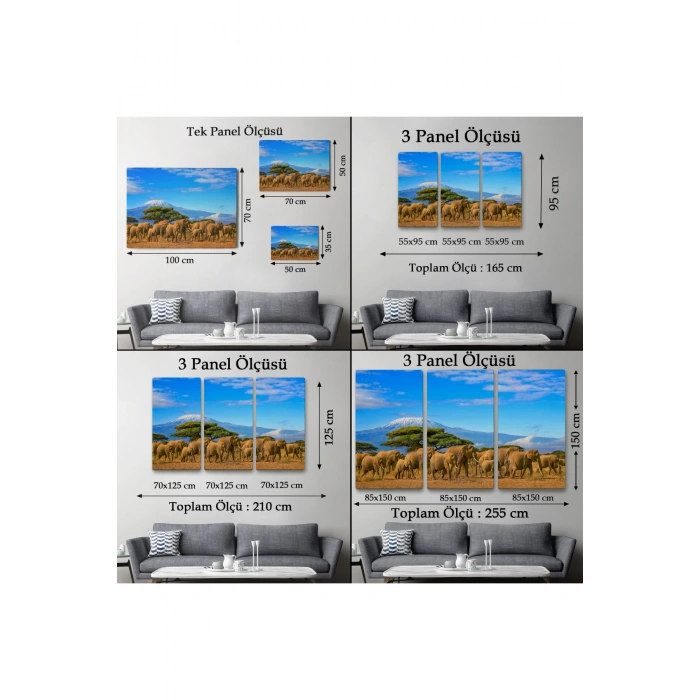 Fil Sürüsü Dekoratif Kanvas Tablo 1143