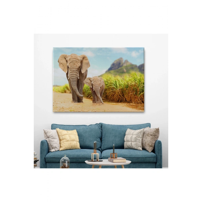 Fil ve Yavrusu Dekoratif Kanvas Tablo 1144