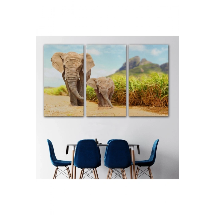 Fil ve Yavrusu Dekoratif Kanvas Tablo 1144