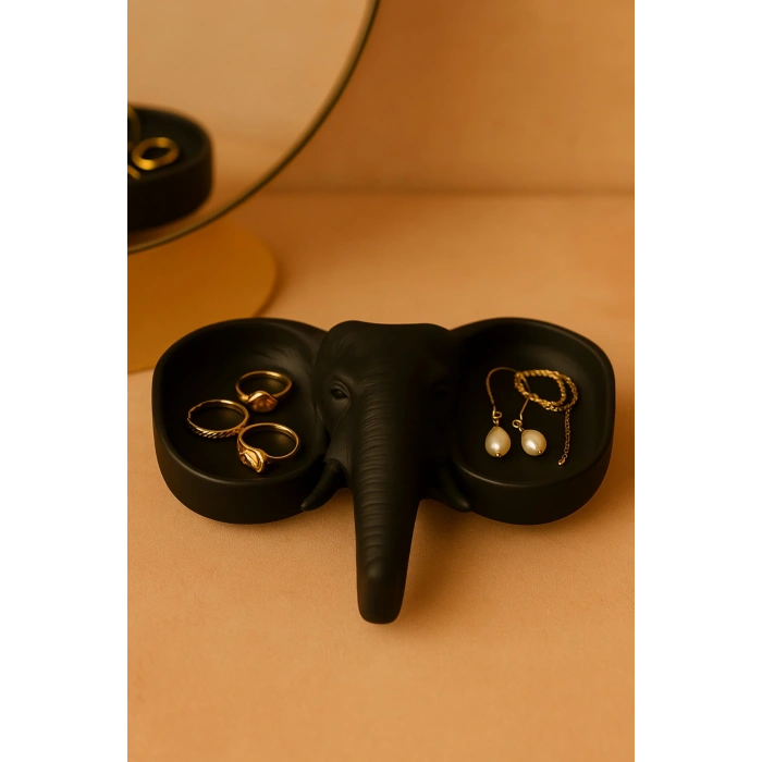 Fildişi Fil Figür Dekoratif Sunum Tabak