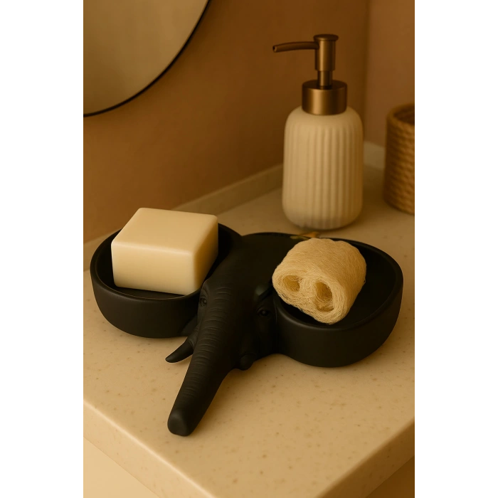 Fildişi Fil Figür Dekoratif Sunum Tabak