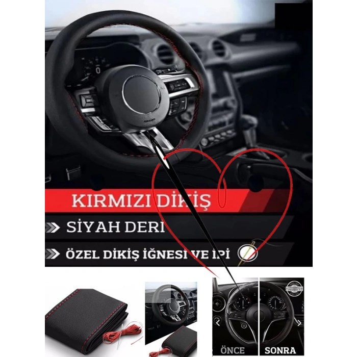 FORD FESTIVA uyumlu oto,araç  direksiyon kılıfı kırmızı dikiş