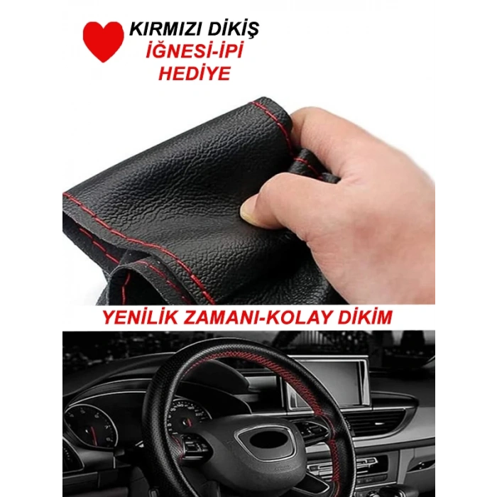 FORD FOCUS uyumlu oto,araç  direksiyon kılıfı kırmızı dikiş