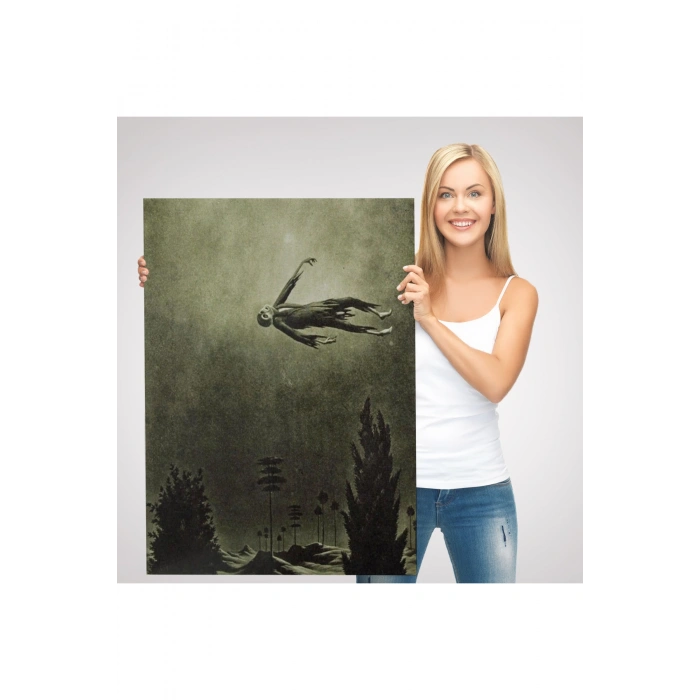 Franz Sedlacek Ağaçlar Üstündeki Hayalet Duvar Tablosu  Witches Halloween -6381