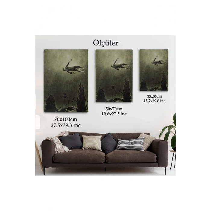 Franz Sedlacek Ağaçlar Üstündeki Hayalet Duvar Tablosu  Witches Halloween -6381