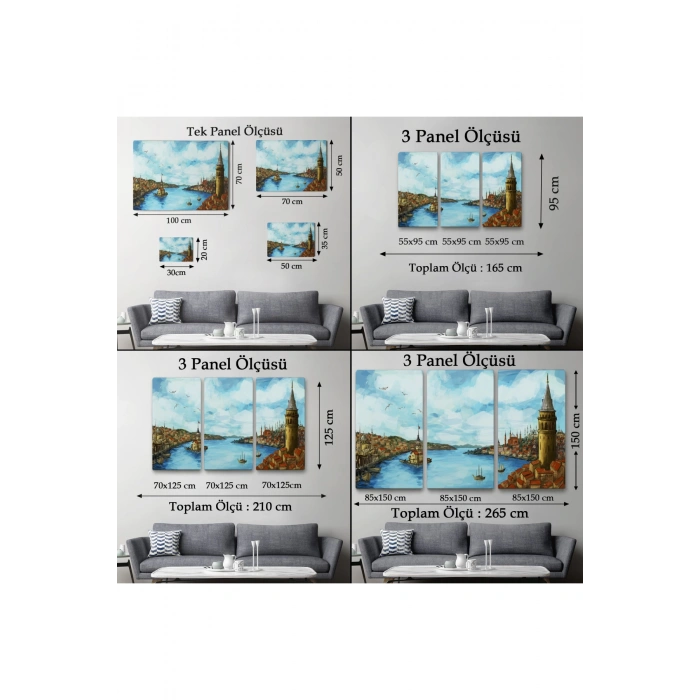Galata Kulesi Kız Kulesi ve Boğaz Manzara Tablosu-6506