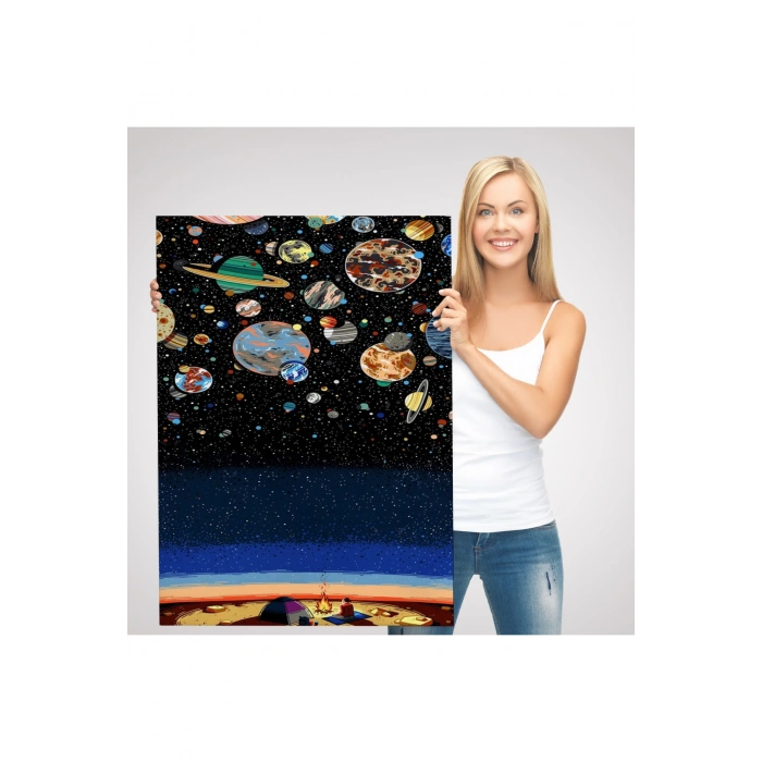 Galaxiyi İzleyen Kampçı Duvar Tablosu-6352